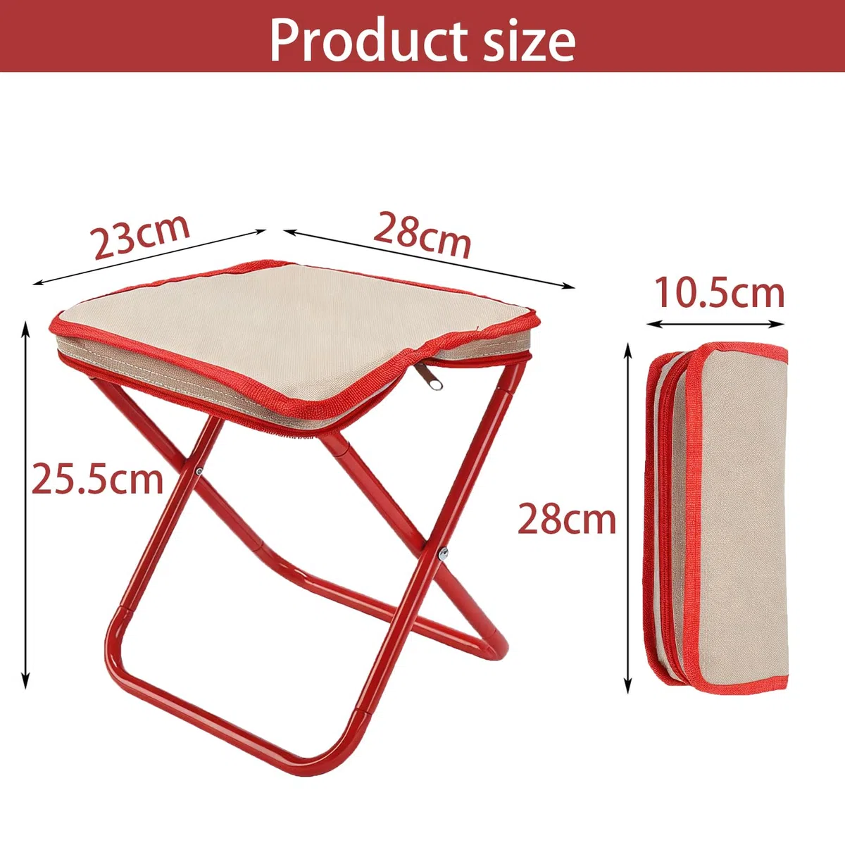 Taburete Plegable Silla Camping Portatil Sillas - 1 Unidad, Rojo, Plegables Ligera Taburetes, Apto para Todo Tipo Actividades Aire Libre, como Acampadas, Senderismo, Pesca Fiestas la Playa
