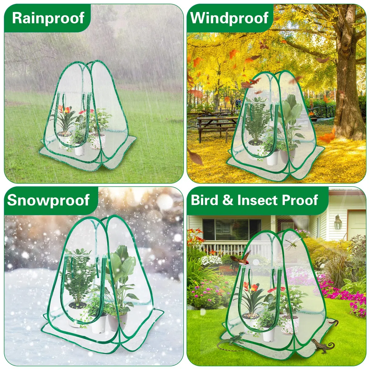 Mini Invernadero Pop Up, Transparente PVC para Exteriores, Tienda de Campaña de Protección para Plantas (70 x 70 x 80 cm)
