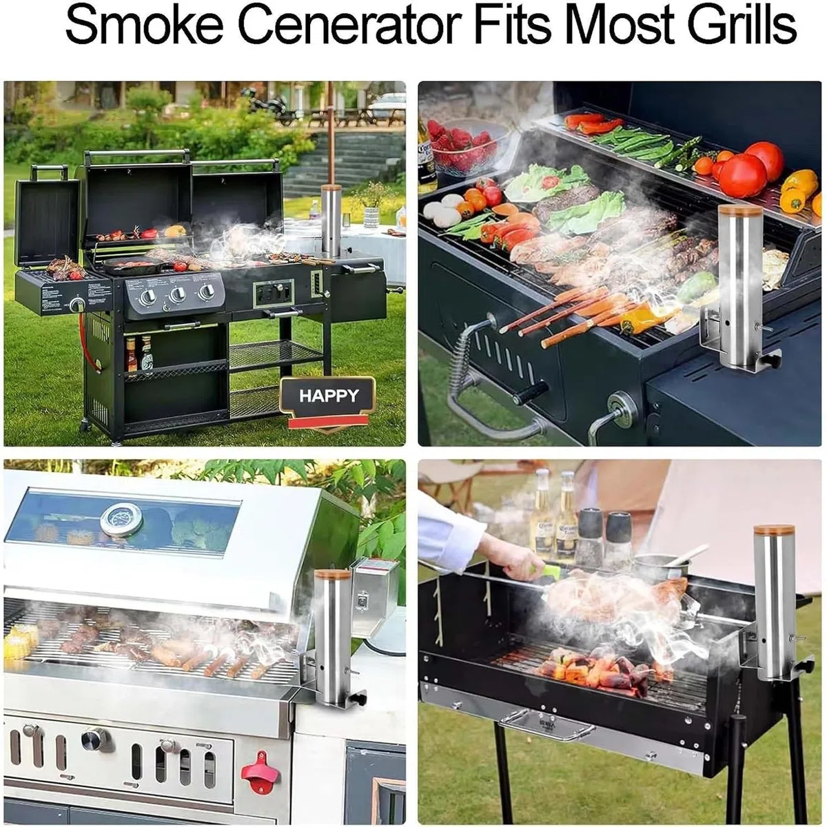 Ahumador de Pellets, Generador de Humo en Acero Inoxidable para Humo Caliente/Frío, Barbacoa Eléctrica Portátil, Volumen de Humo Ajustable, para Carnes Ahumadas