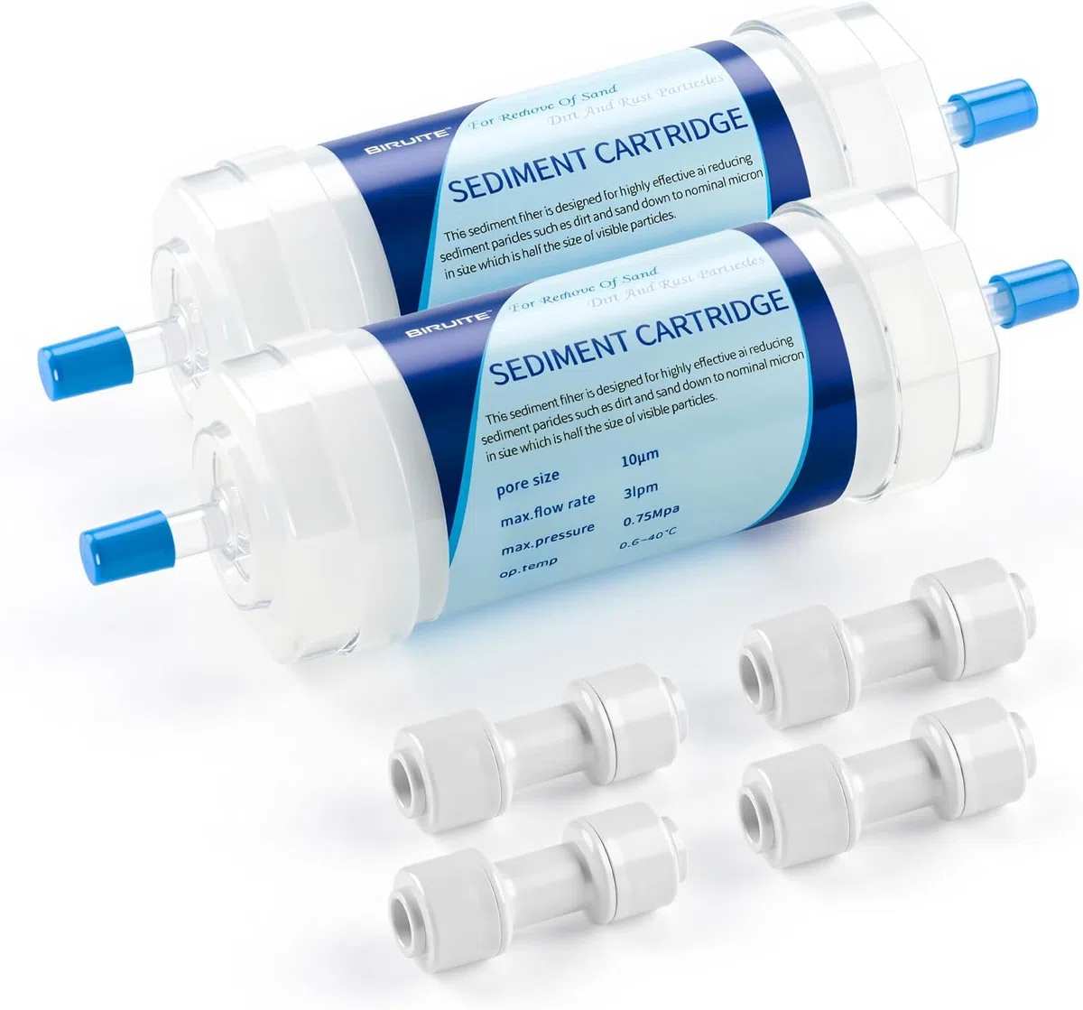 Filtro de Agua para Tubos de Polietileno de 1/4 Pulgadas y Sistemas de Goteo de jardín (2 filtros de Agua+2 adaptadores rápidos)