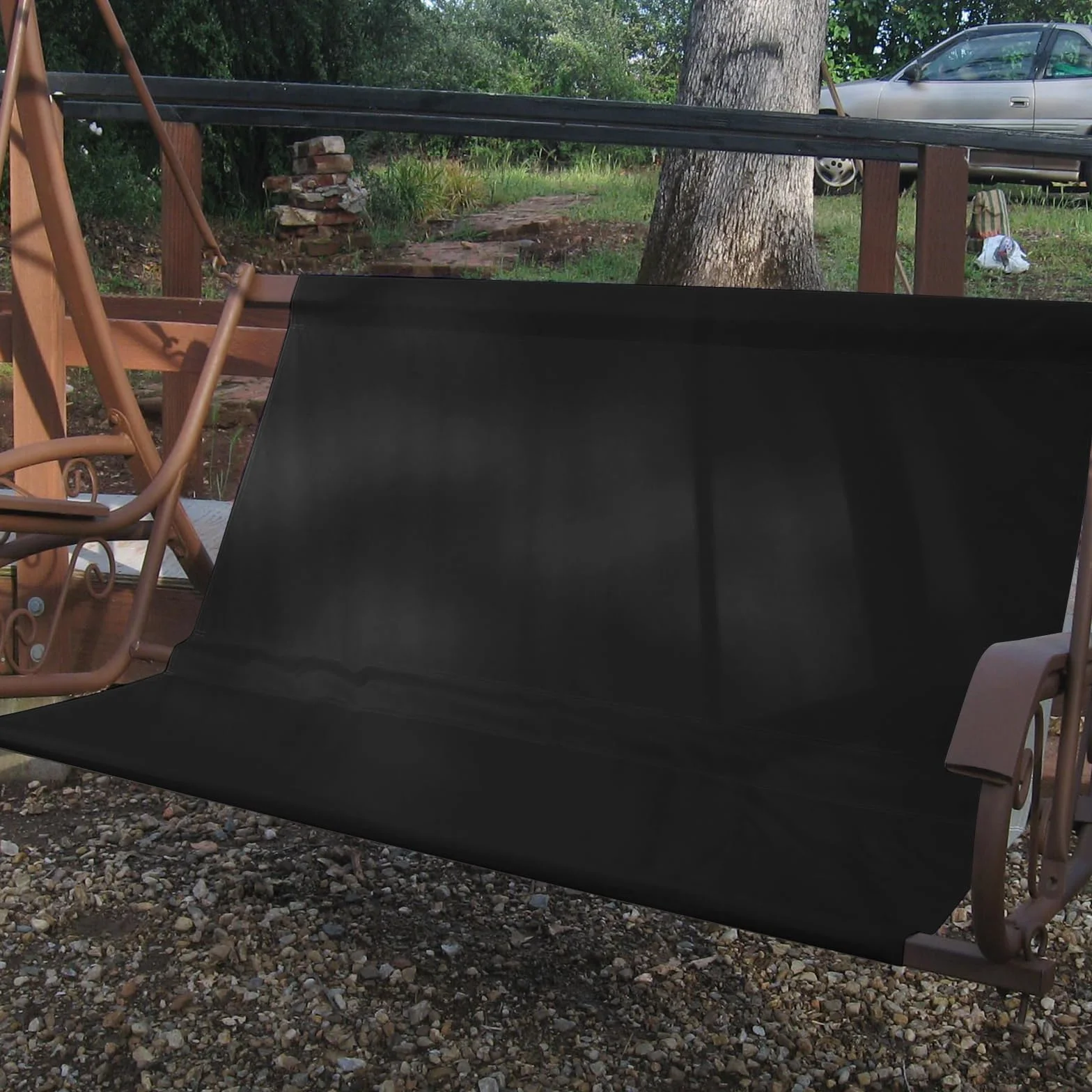 Funda de Asiento para Columpio de Jardín,Fundas para Silla de Jardín,Cubierta de Banco para Asiento,Funda de Repuesto para Silla Mecedora Exterior Patio Banco Balcón,115cmx48cmx48cm,Negro