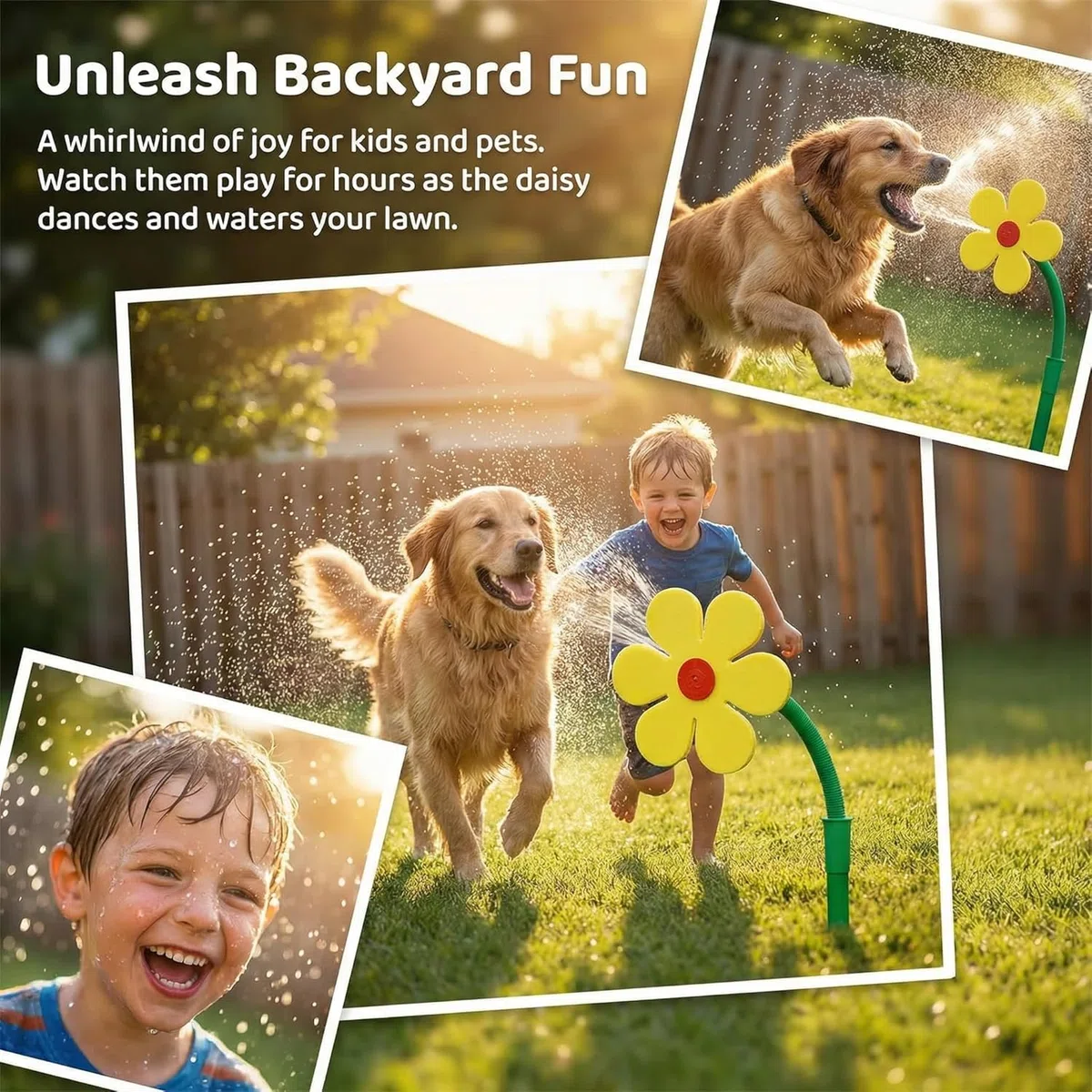 Crazy Daisy Sprinkler for Yard Watering and Kids Playing, 360° Rotating Dancing Flower Water Sprinkler, Fun Irrigation Tools with Durable Plastic Base for Dogs and Garden Irrigation (White)