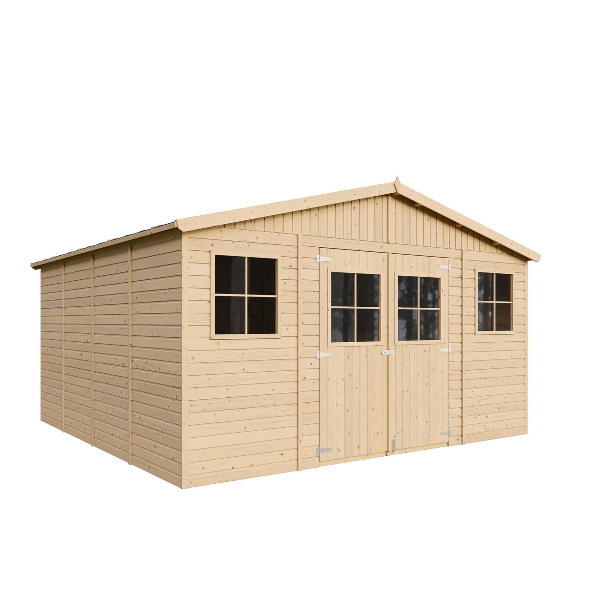 Caseta de Jardín Exterior de Madera 16 m², Cobertizo para Bicicletas, Caseta de Almacenamiento, Pared de 17 mm, Ventana, TIMBELA M330+M330G