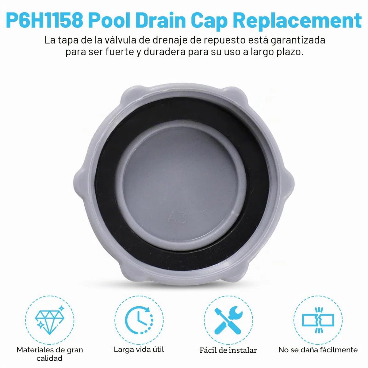 GZWY Tapa de válvula de drenaje de piscina, accesorios de piscina para Bestway P6H1158 tapón de válvula de drenaje para P01006 cubiertas de repuesto para piscina sobre el suelo, piezas de repuesto