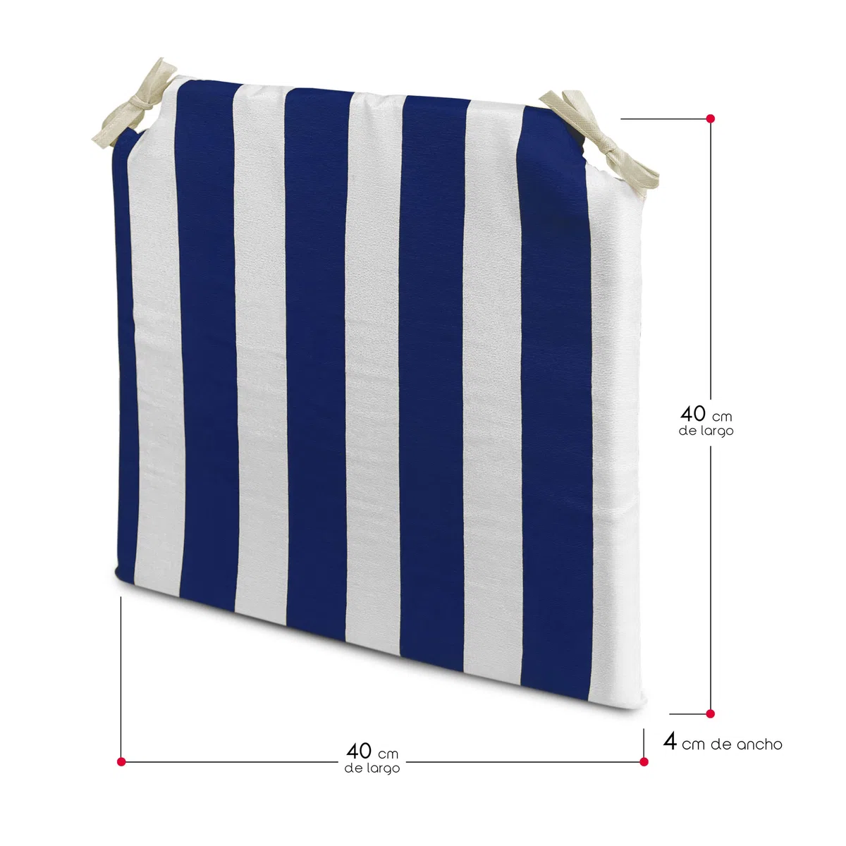 TIENDA EURASIA - Cojines para Sillas de Terraza | Pack de 4 Unidades | Estampado de Rayas | Medida 40 x 40 x 4 cm | Funda Lavable con Cremallera | 2 Cintas de Sujeción | Relleno de Espuma (Azul)