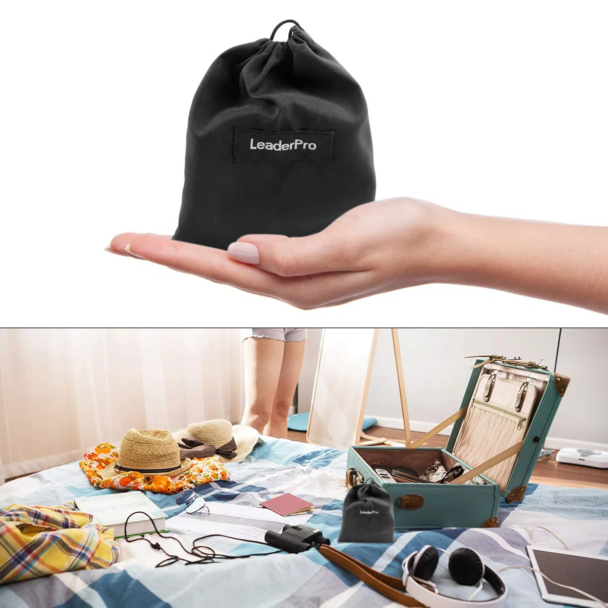 LeaderPro 2 Piezas Correas de Hamaca, 300cm, Máximo 500 kg Accesorios Cinturon de Hamaca Correas para Árboles Camping con 2 Mosquetones, 1 Gancho para Silla Colgante, con Bolso de Mano