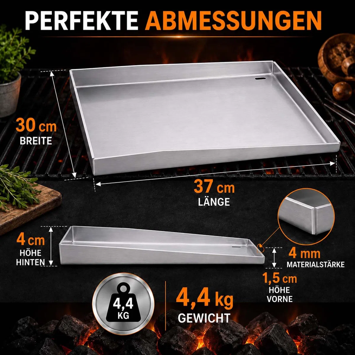BURI Juego de 2 planchas de 30 x 37 cm, compatible con Char-Broil EVOLVE Gas 330/440