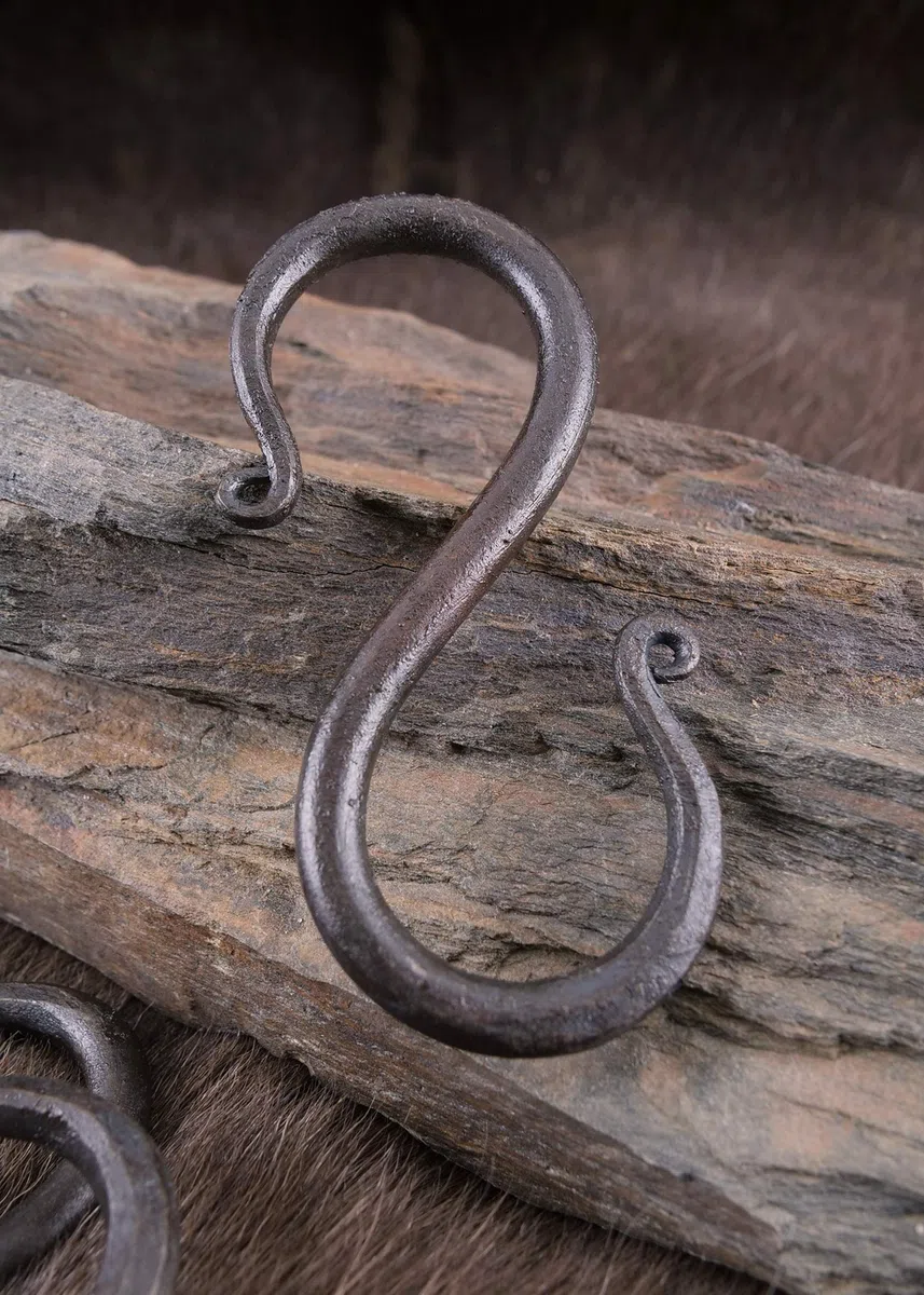 S-ganchos de acero forjado de hierro, (5 pcs) tamaño pequeño de la batalla de-merchant - medieval de Vikingo