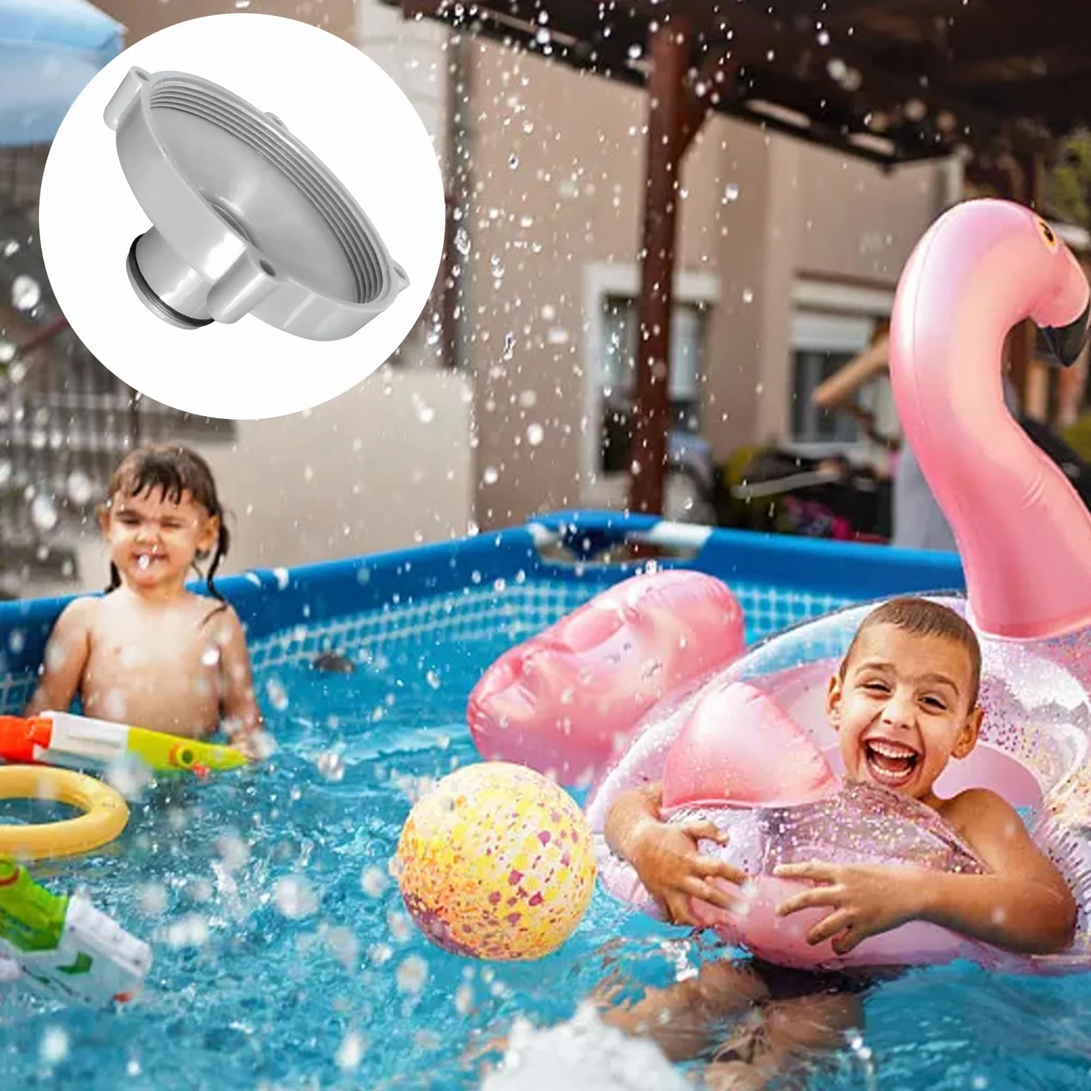 2 adaptadores para aspiradora de Piscina para Manguera de aspiración, Limpieza rápida de la Piscina, Adaptador para Manguera de aspiración para Piscinas Quick-up (Gris)
