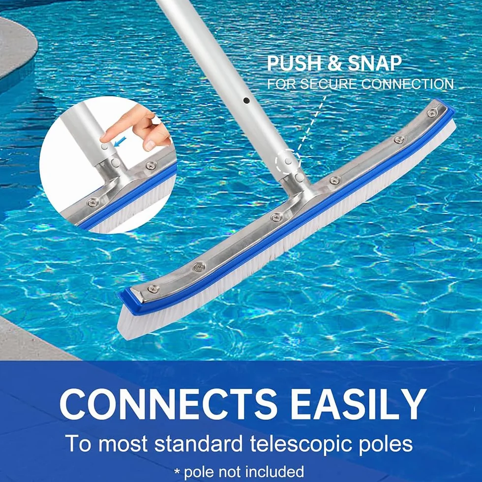 Cepillo Piscina con pertiga 180cm,Cepillo para Limpiar Piscinas 45cm,Cepillo para Limpiar Piscinas,con Barra de Aluminio Ajustable y Parte Trasera de Aluminio Reforzado para Paredes, Azulejos
