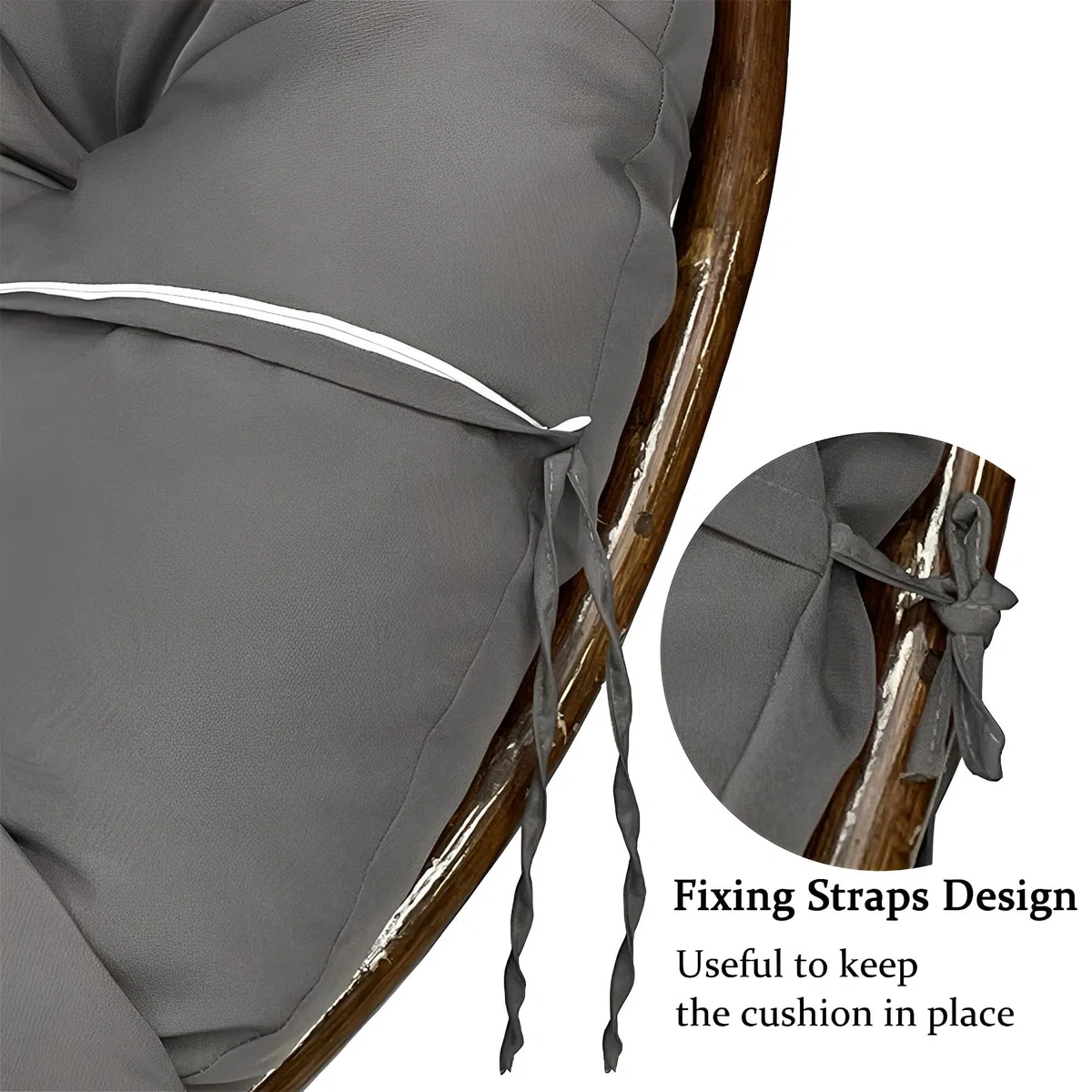Surwin Papasan Cojines Exterior Jardin, Papasan Cojines Redondos para Silla, Suave y Acogedor Cojín para Silla De Huevo para Interiores Exteriores Sala Cojín de Asiento (80x80cm,Caqui)
