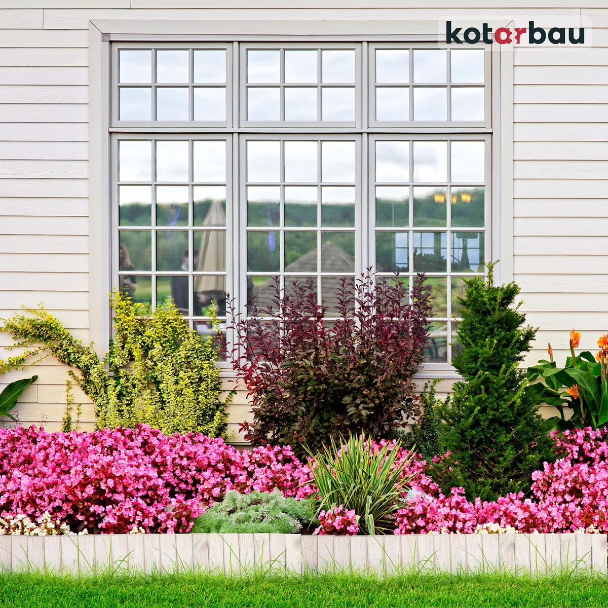 KOTARBAU® Bordura Madera - Valla Baja para Jardin - 110 x 10 cm - Bordura de Jardín - Blanco - Vallas de Madera
