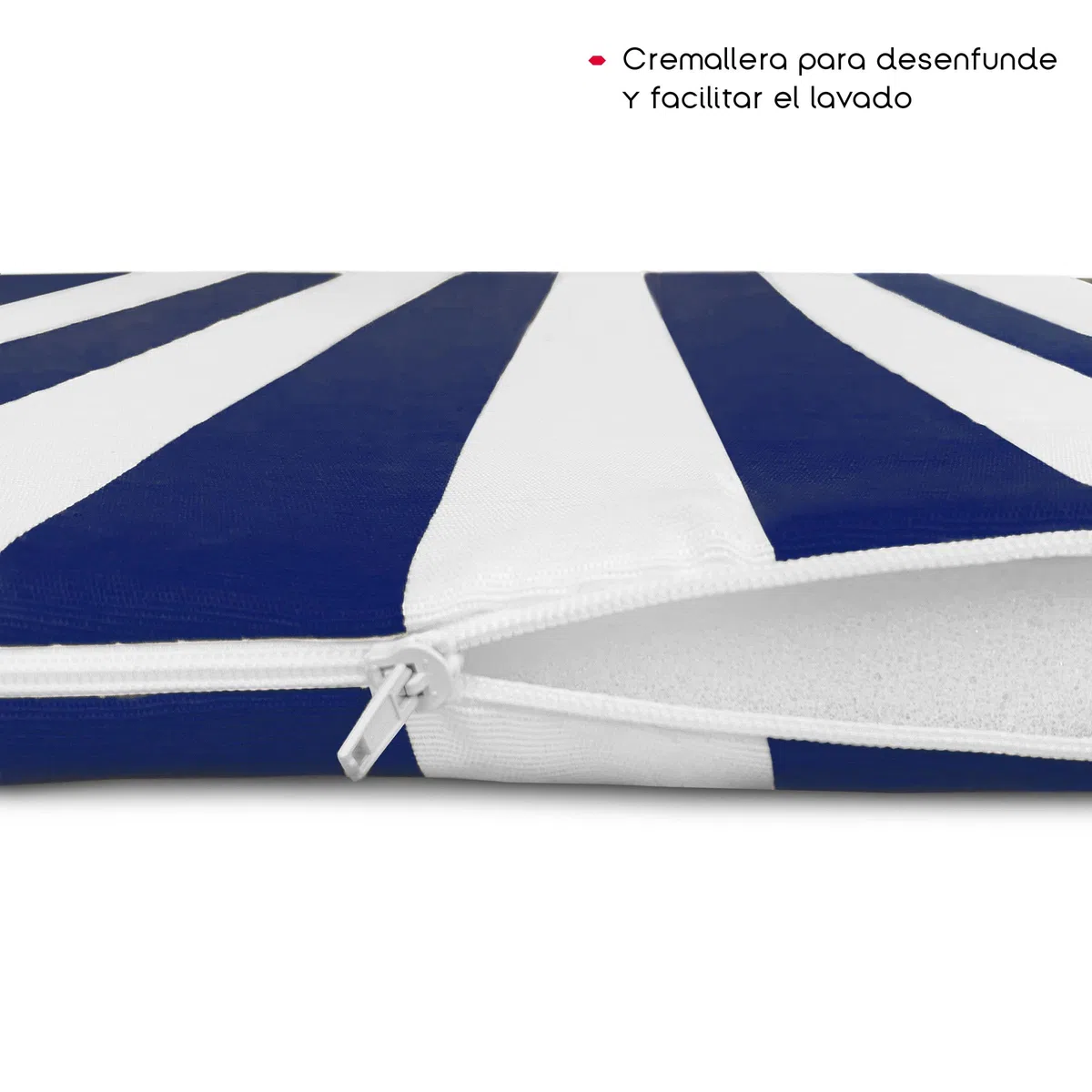 TIENDA EURASIA - Cojines para Sillas de Terraza | Pack de 4 Unidades | Estampado de Rayas | Medida 40 x 40 x 4 cm | Funda Lavable con Cremallera | 2 Cintas de Sujeción | Relleno de Espuma (Azul)