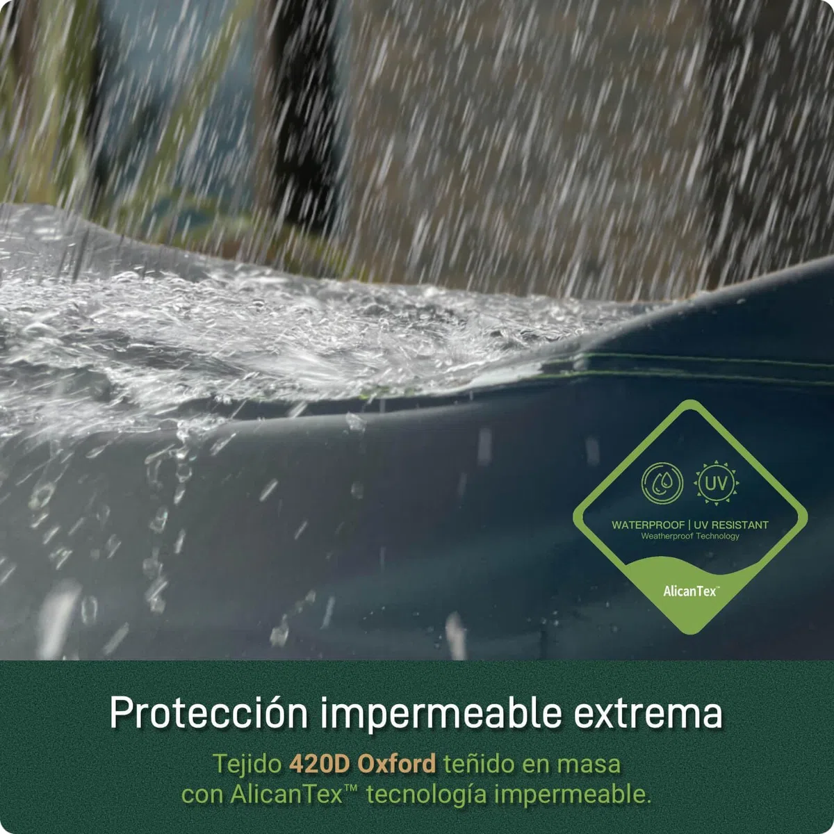 AWNIC Funda para Mesa Exterior Impermeable, Resistente a los Rayos UV y a los Desgarros Funda Protectora Muebles Jardin, AlicanTex Tecnología Resistente a la Intemperie Funda Mesa Jardin 130x75x71cm