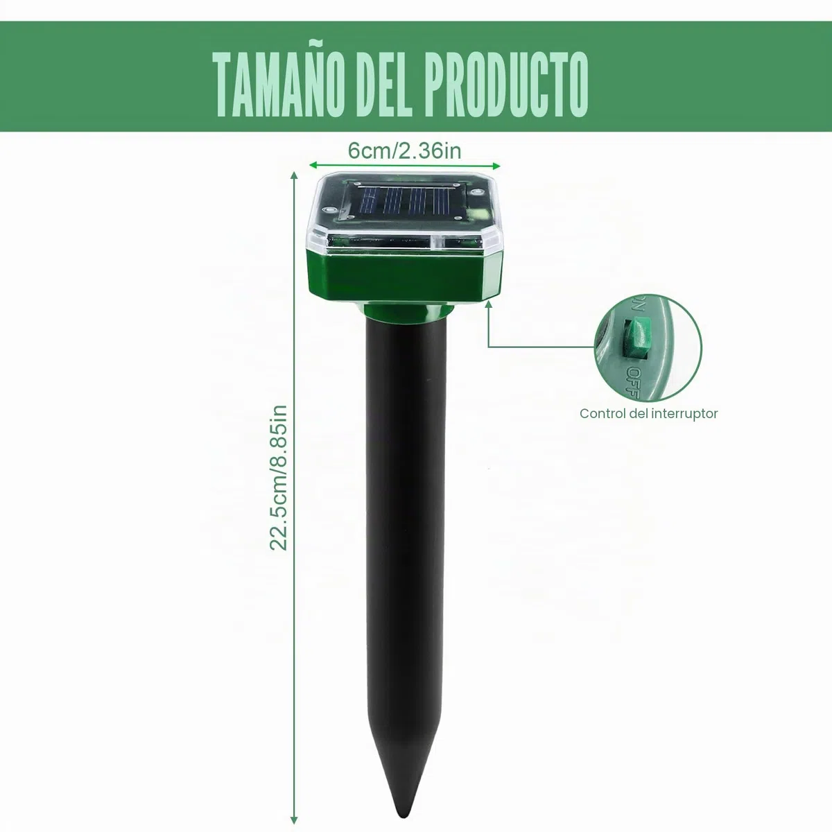 Aicharynic 4 Piezas Ahuyentador de Topos Solar, IP65 Repelente de Animales Solar Repelente de Topo Solar Repelente Ultrasónico de Ratones Ahuyentador Ratas para Jardin, Anti Topos, Serpientes, plagas