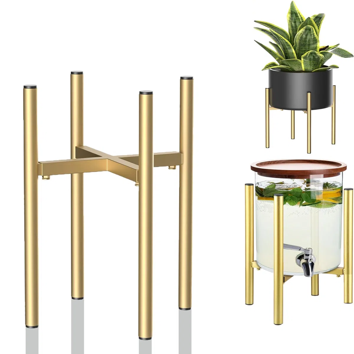 Soporte para Plantas, Soporte Plantas Interior, 21 cm-35 cm oro, Ajustable de Metal, para Macetas Interior, para Macetas con un diámetro exterior de 20-35cm