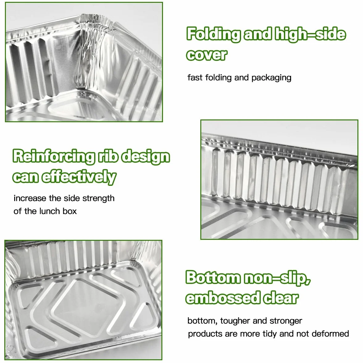 50 Bandejas Barbacoa, 1000ml Bandejas Aluminio Desechables, Moldes para Hornear de Papel de Aluminio Rectangulares, Bandeja de Horno de Aluminio para Servir Comida en Fiestas