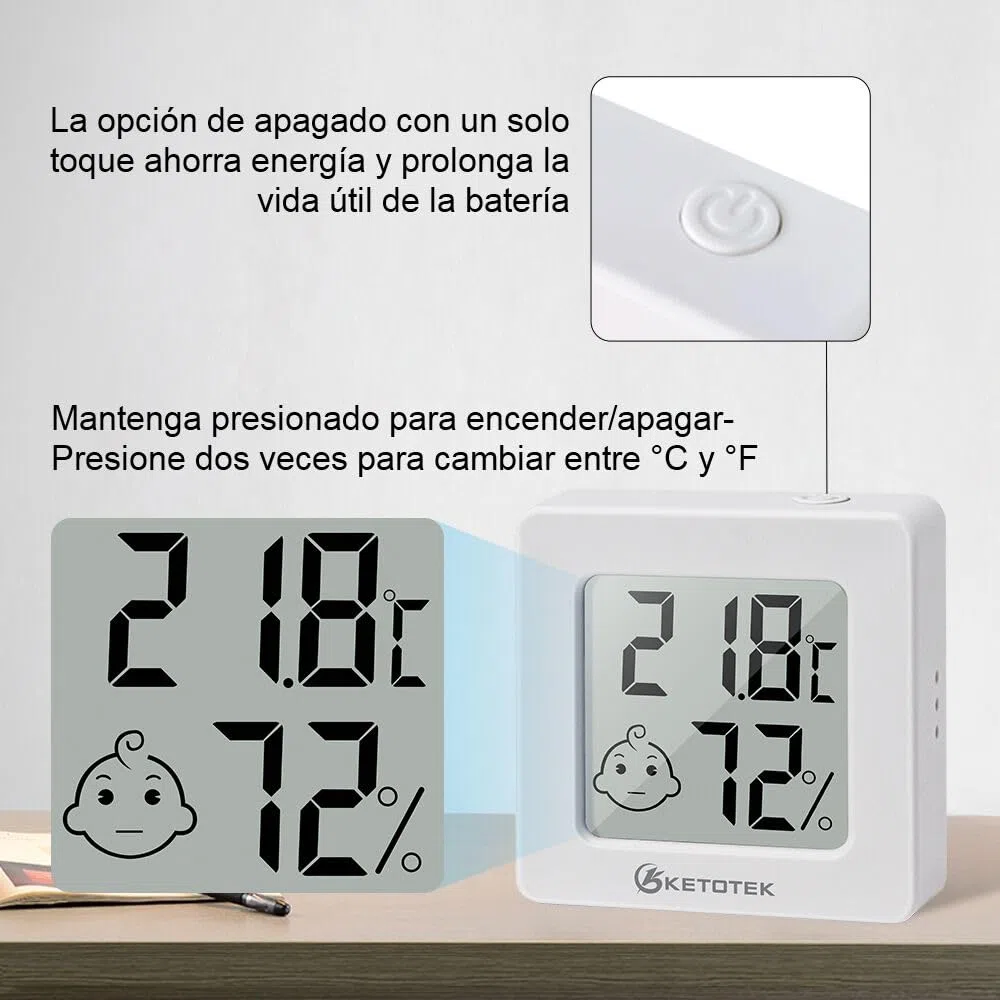 KETOTEK 5 Piezas Mini Higrometro Termometro Digital Casa Termómetro Interior del Higrómetro Medidor de Temperatura y Humedad Ambiental para Hogar Oficina Dormitorio