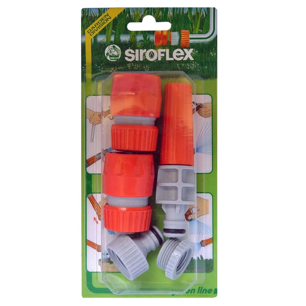 Siroflex 4550/AS Kit de Riego para Jardín con Lanza y Conectores Rápidos 1/2", Adaptador Grifo 3/4", Set Completo para Manguera, Made in Italy