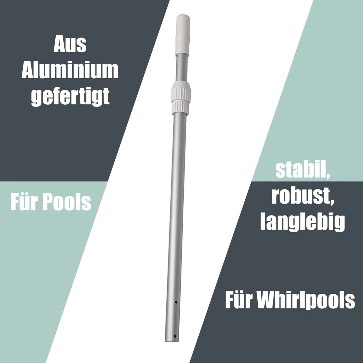 POWERHAUS24 Sacadera Set, Hojas de y Suelo Plus Aluminio telescópico Barra 3 cm de diámetro, 2 Piezas, Barra Extensible hasta Aprox. 120 cm, Muy Estable, Top Calidad.