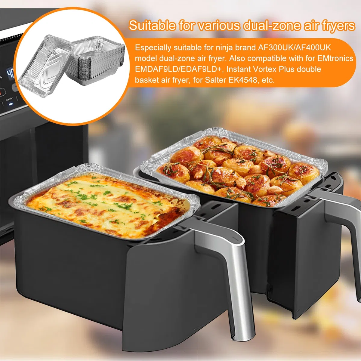 50 bandejas de aluminio pequeñas de 22 x 16 x 5 cm, bandeja desechable, 1100 ml, pequeñas bandejas de aluminio, resistentes al agua, para hornear, cocinar, freidoras de aire caliente, hornos