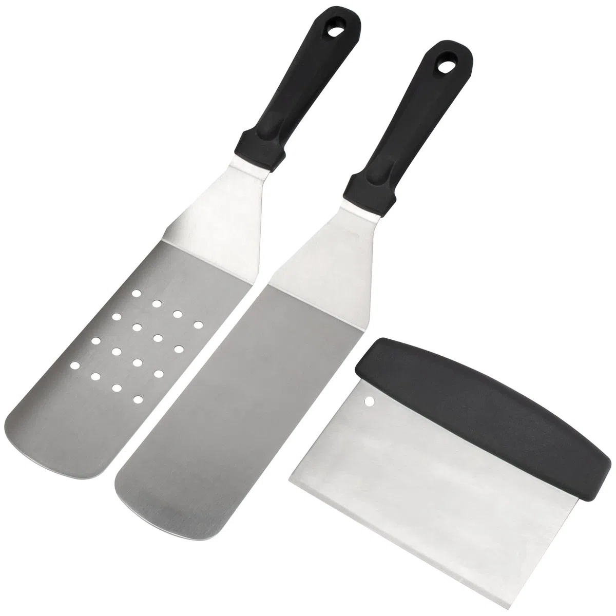 Plancha de Alta Calidad con Cubiertos y Espátula, Revestimiento Antiadherente para todas las Parrillas de Gas Plancha, 47 x 36,5 cm, Negro