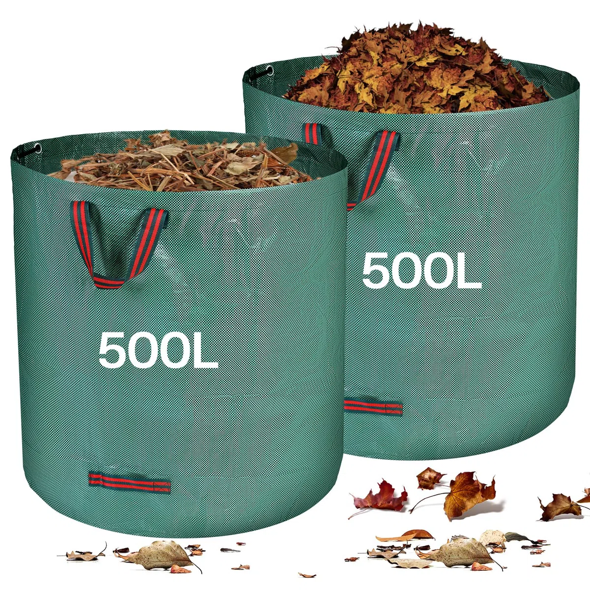 Zanfqvo Jardineria de Sacos, 2 x 500L Jardim Sacos, Grandes Big Bag de Basura con Asas, Resistente al Agua y a Los Rayos UV, Plegables y Reutilizables
