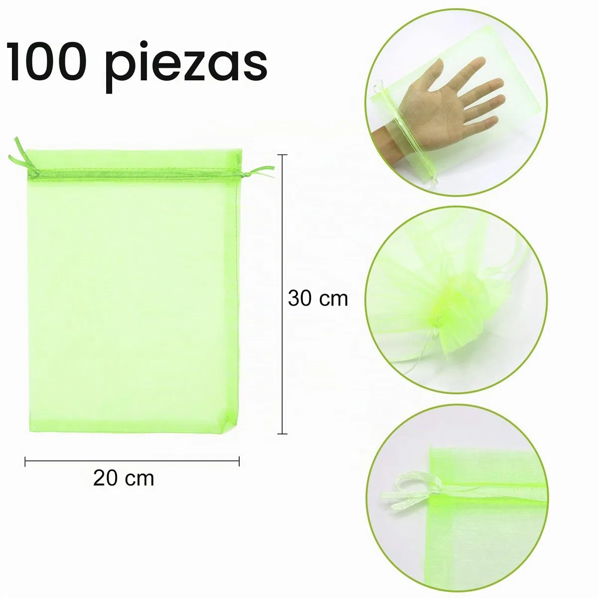 100 Piezas Bolsas Protectoras para Uvas, 20 x 30 cm Bolsa de Protección de Frutas, Bolsa de Organza con Cordón, para Proteger contra Pájaros, Avispas y Otros Insectos (Verde Claro)