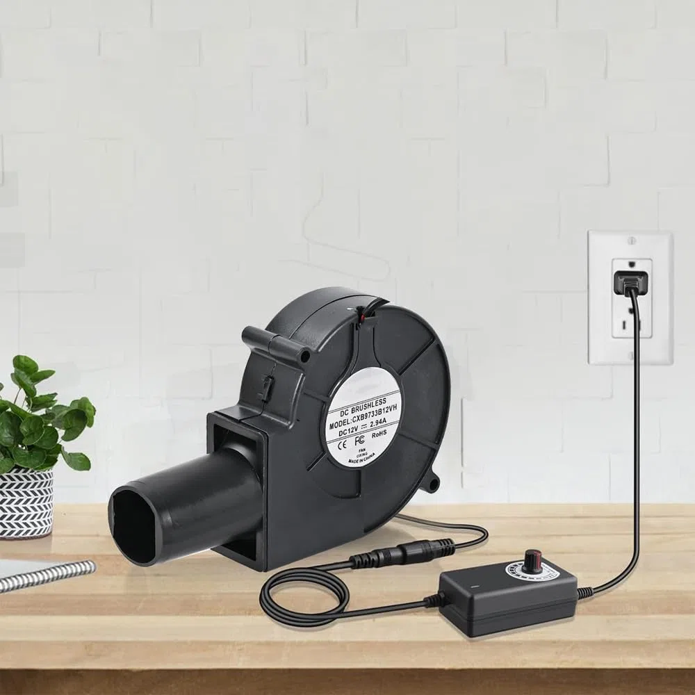 Ventilador Radial de 240 V CA Ajustable con Controlador de Velocidad Ventilador de turbina de 97 mm Ventilador para Calentadores Parrilla Barbacoa Picnic