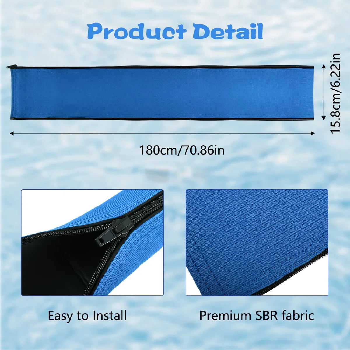 Funda Pasamanos Piscina con Cremallera 180cm, Cubierta Pasamanos Piscina, Cubierta Protector Barandilla Piscinas, Cubiertas de Seguridad para Piscinas, para Parques Acuáticos y Spas