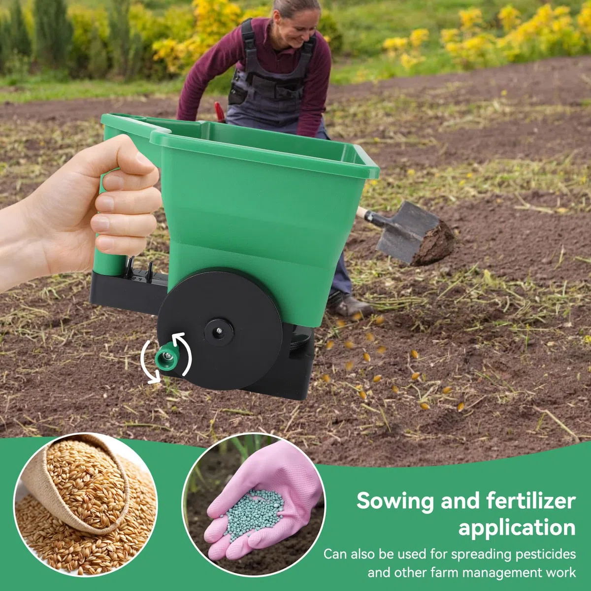 Diferteador De Césped Manual, 3L Small Labor Saving Broadcast Manual Manual Fertilizer Aplicador Sembradora Manual Esparcidor Universal Esparcidor De Abono Y Semillas Huerto Para Salt Garden Yard