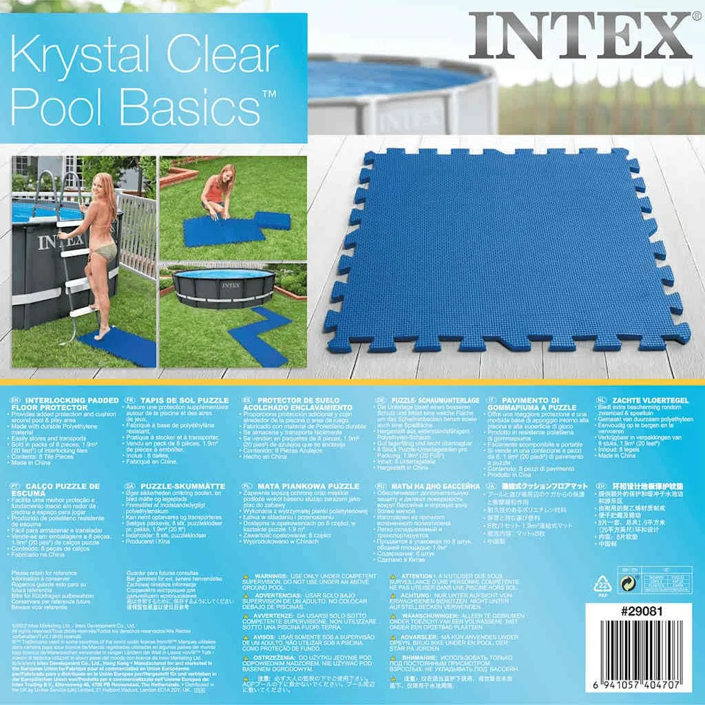 Intex 29081 - Protector suelo para piscinas 50 x 50 x 1 cm, 8 piezas