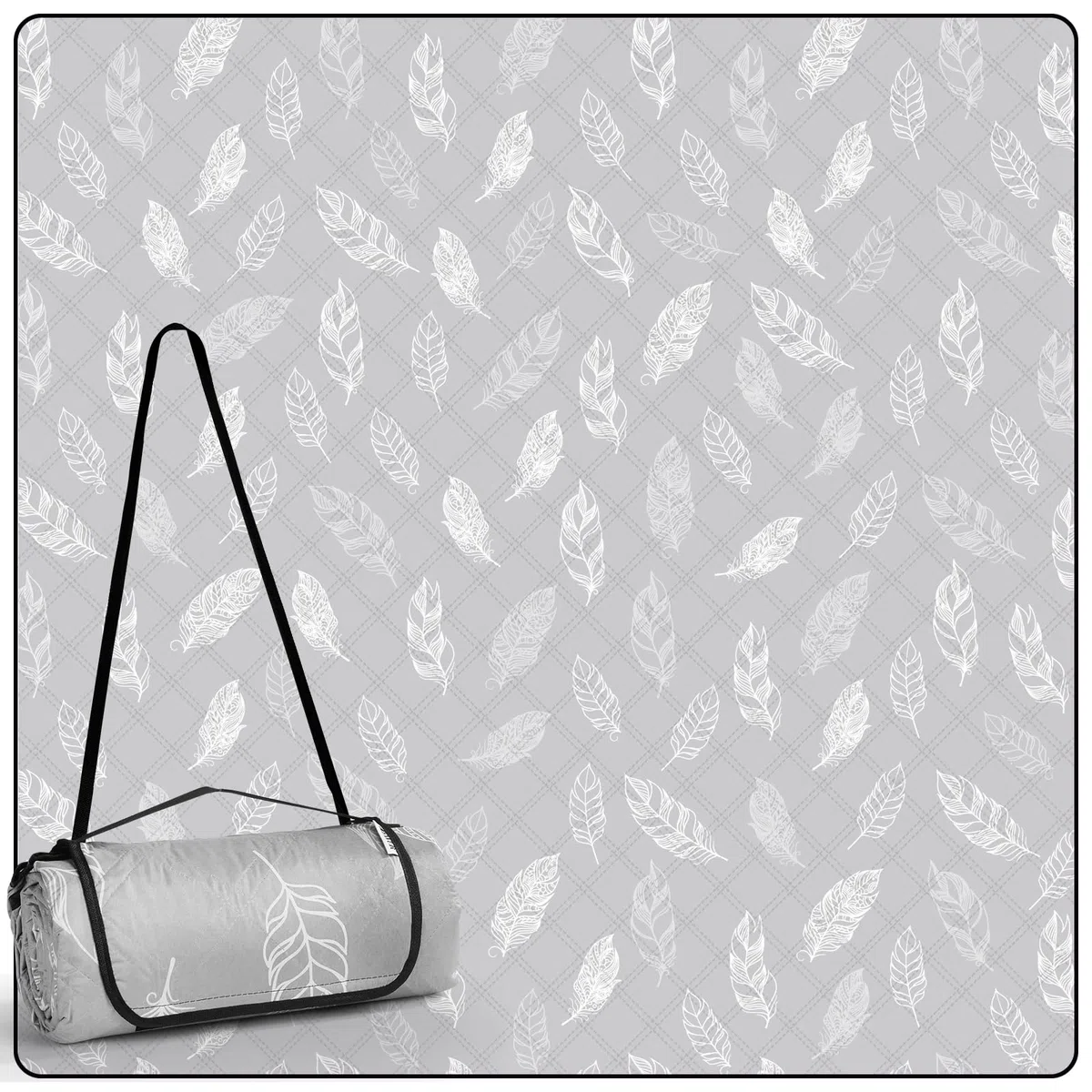 DEWUR Manta de picnic impermeable lavable, manta de playa, sin arena, XXL, manta de camping, playa aislada con parte inferior impermeable (200 x 200 cm, gris)