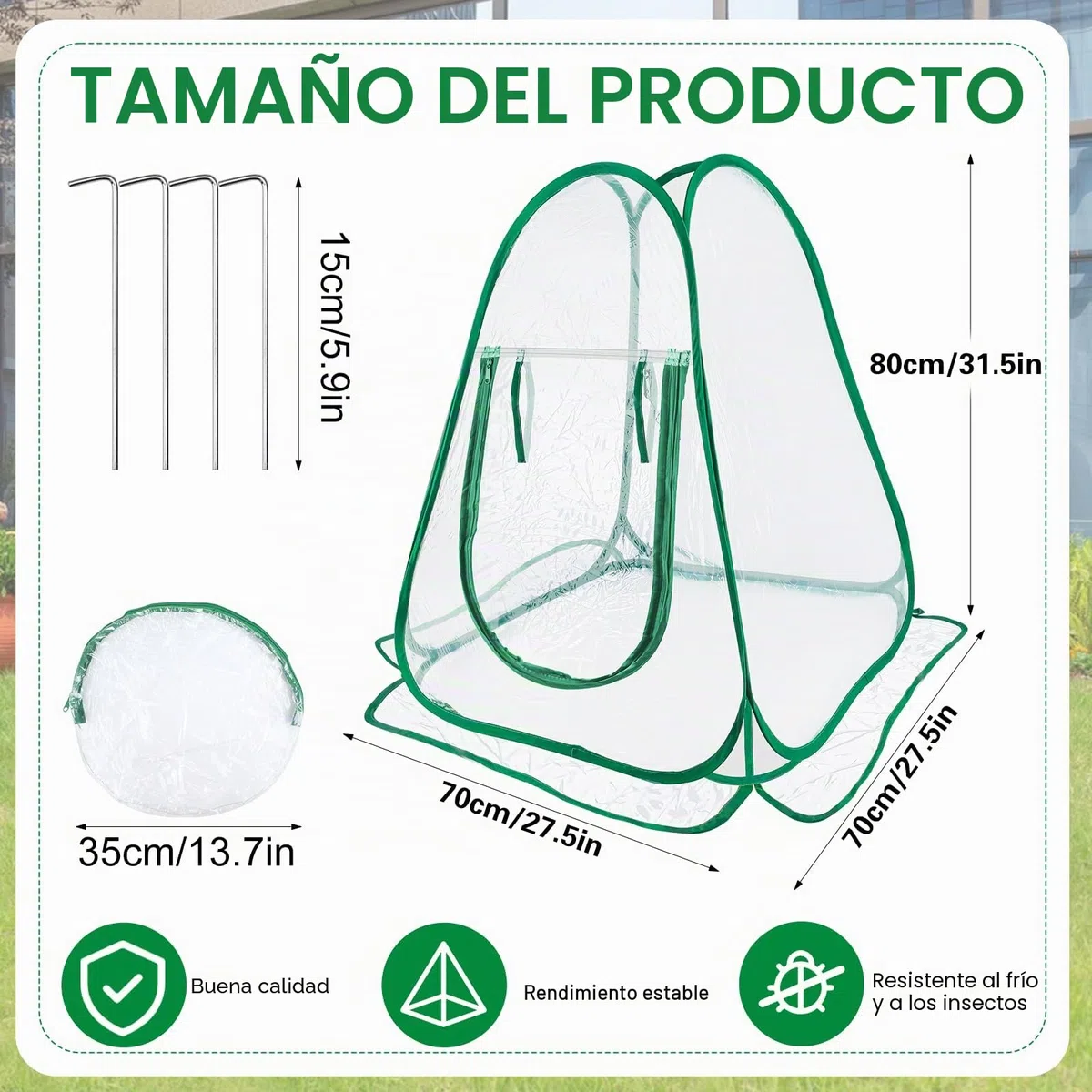 Mini Invernadero Pop Up, Transparente PVC para Exteriores, Tienda de Campaña de Protección para Plantas (70 x 70 x 80 cm)