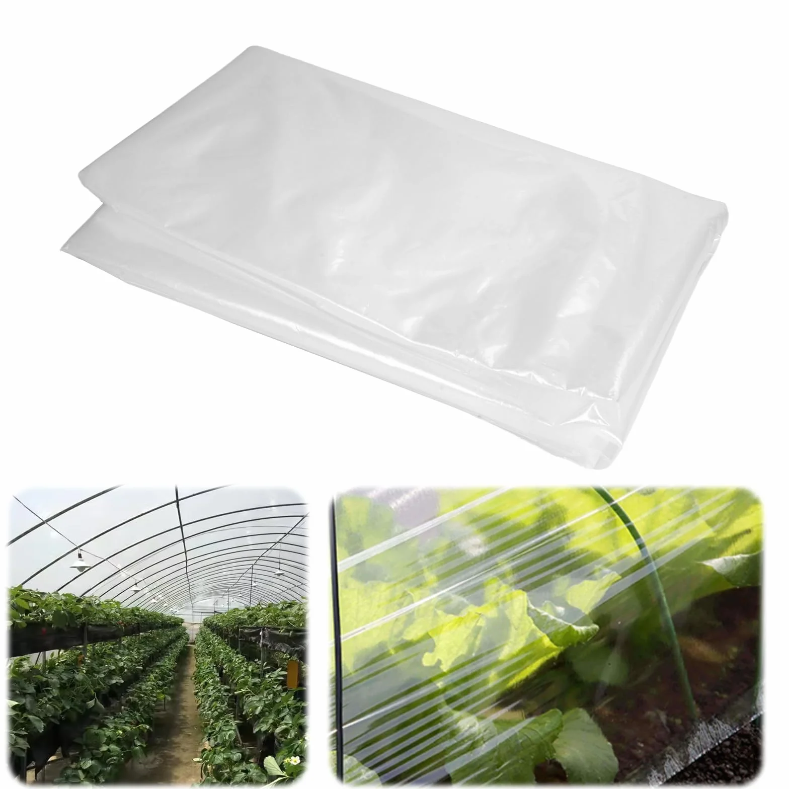 2 x 10m Lona Plastico para Invernadero,Espesar Polietileno de Efecto Plastico duro Transparente,Reutilizable Transparente Invernadero ,Resistente al Desgarro Plástico para Invernadero Huerto Jardín