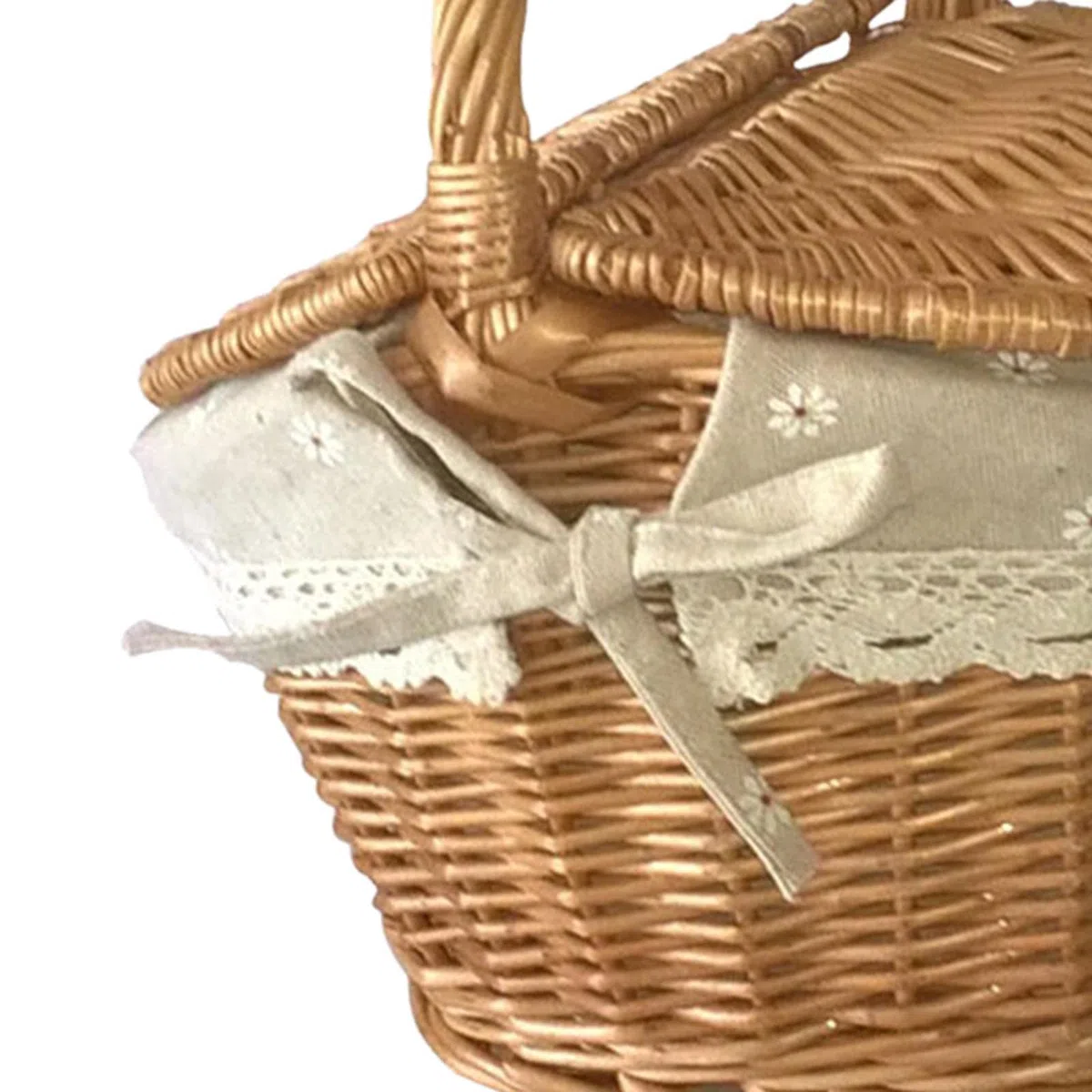 Cesta de picnic de mimbre tejida a mano con forro lavable para acampar al aire libre