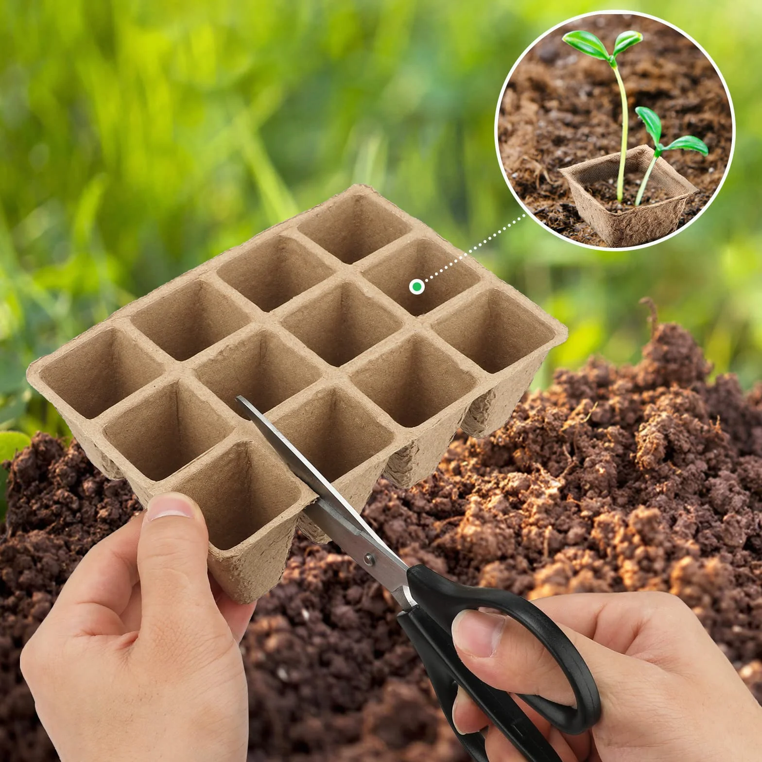 KINGLAKE 20 bandejas para Plantar semilleros biodegradables, con 100 Etiquetas de plástico para Plantas y Herramientas de trasplante