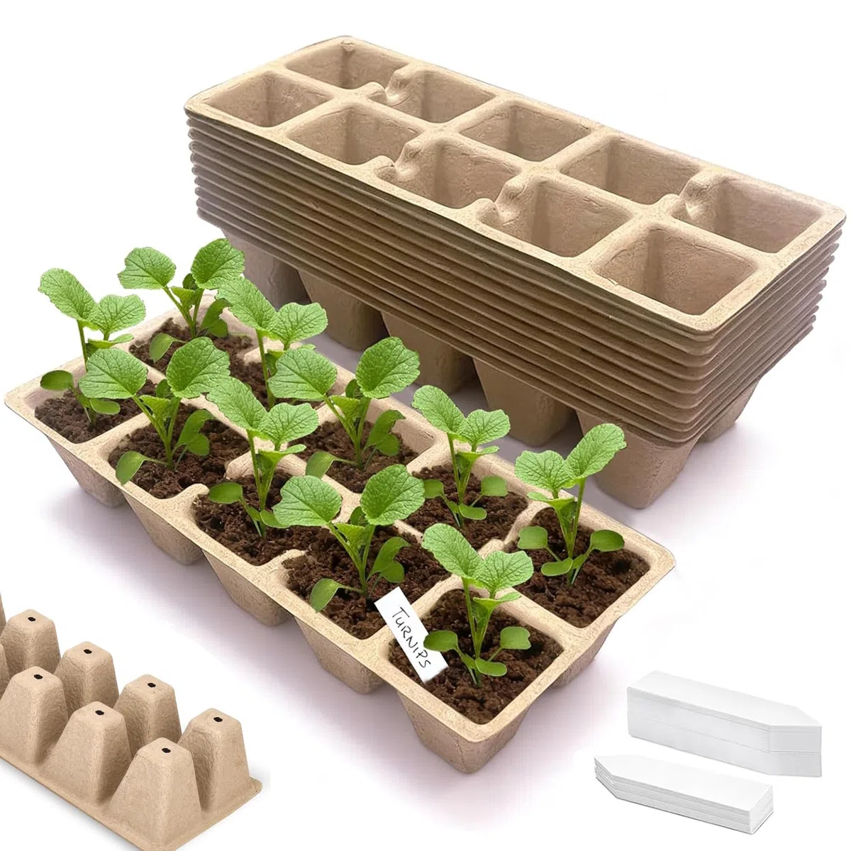 Macetas Semillas Germinación Macetas Biodegradables Semilleros con Agujero en la Parte Inferior para Todas Las Semillas, plántulas, Flores, Frutas y hortalizas (Marrón, Estilo 1)