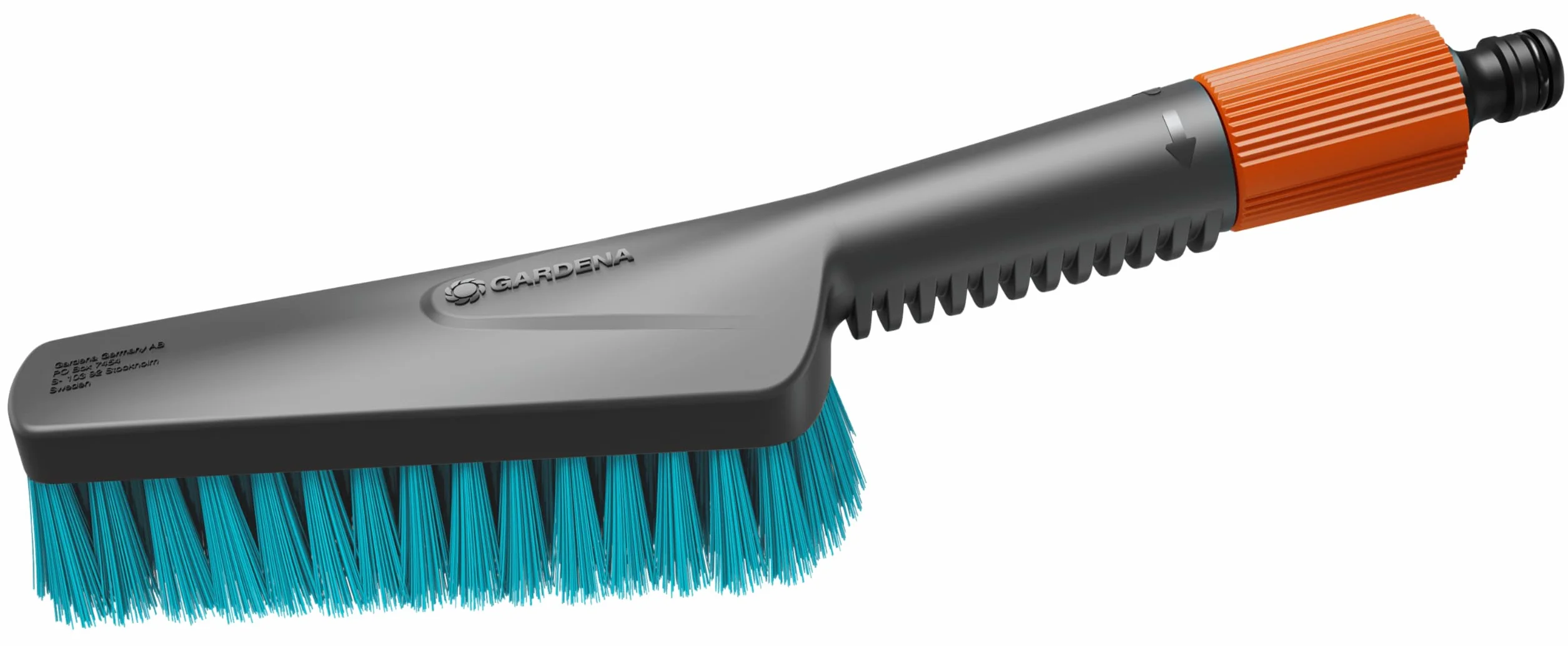 Gardena Cleansystem Cepillo de Mano S Duro: Cepillo de Limpieza con conexión de Manguera, Forma Plana, para Zonas estrechas y Superficies Resistentes, con Flujo Regulable (18844-20)