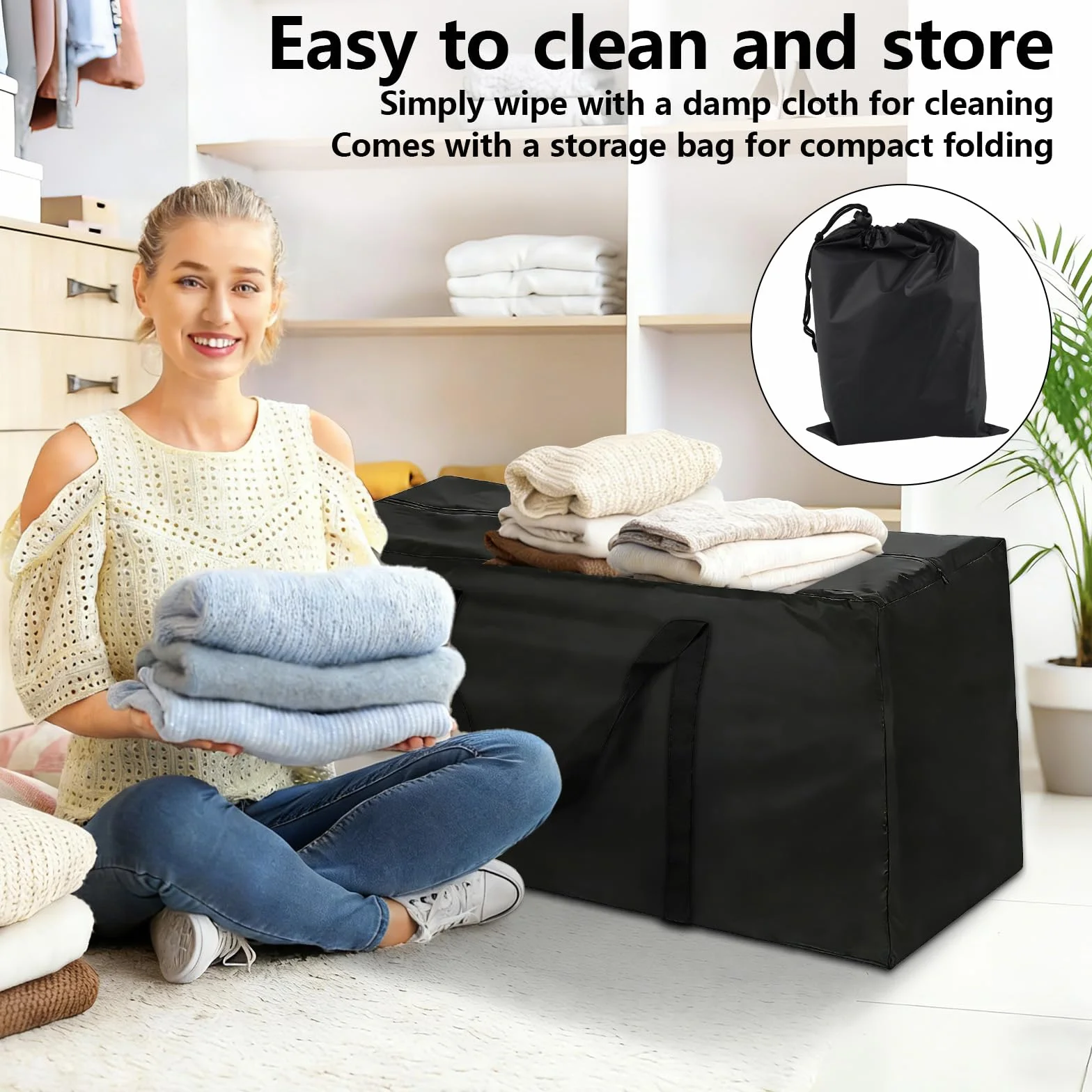 Bolsas de Almacenamiento Grandes, Bolsa de Almacenamiento Rectangular Grande, Funda Árbol Navidad Guardar, Bolsa Árbol de Navidad en Tela Oxford 210D, Resistentes, Rayos UV con Asas Negro