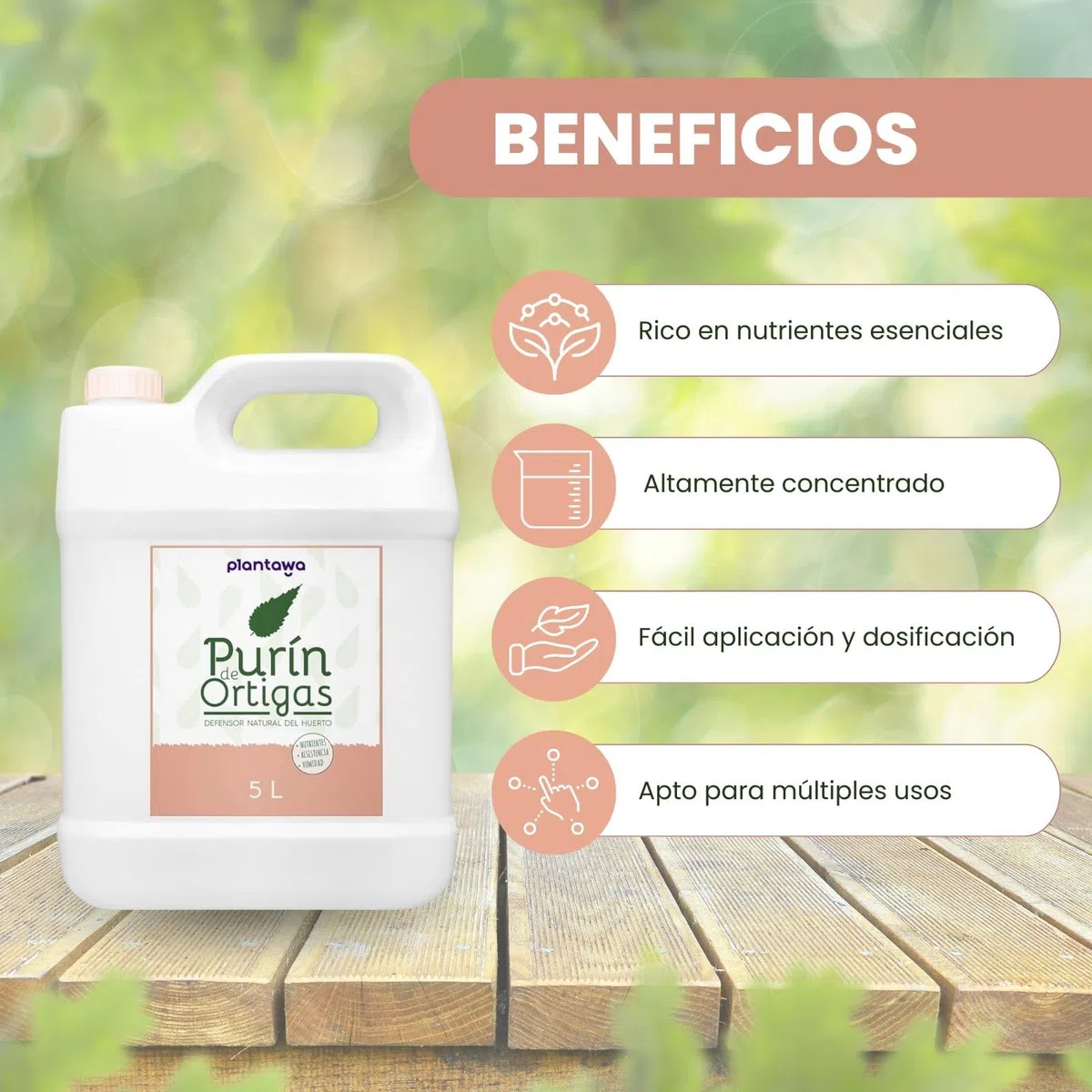 PLANTAWA Purín de Ortiga 5L | Solución Natural para el Refuerzo y Cuidado de Superficies | Acción Eficaz y Seguro | Prensado en Frío | Producto de origen natural | Poder Reverdeciente