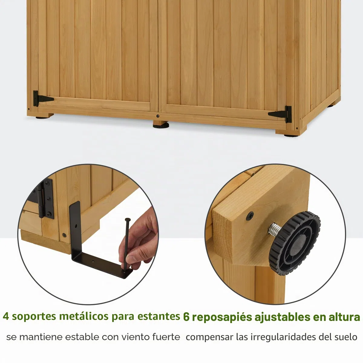 M MCombo Armario de jardín de Madera pequeño, Resistente a la Intemperie, para Exteriores, balcón, terraza, 127 x 59 x 168 cm, 0912 (Natural)