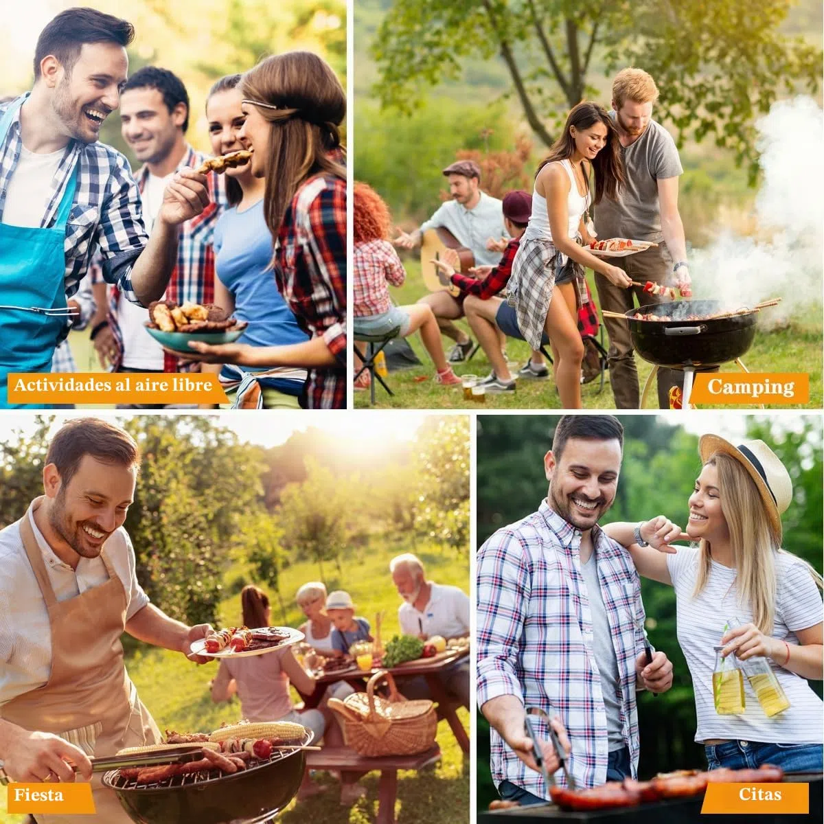 Kit de 3 herramientas para parrilla de barbacoa, utensilios de acero inoxidable con bolsa de transporte, espátula, pinzas y cepillo de limpieza