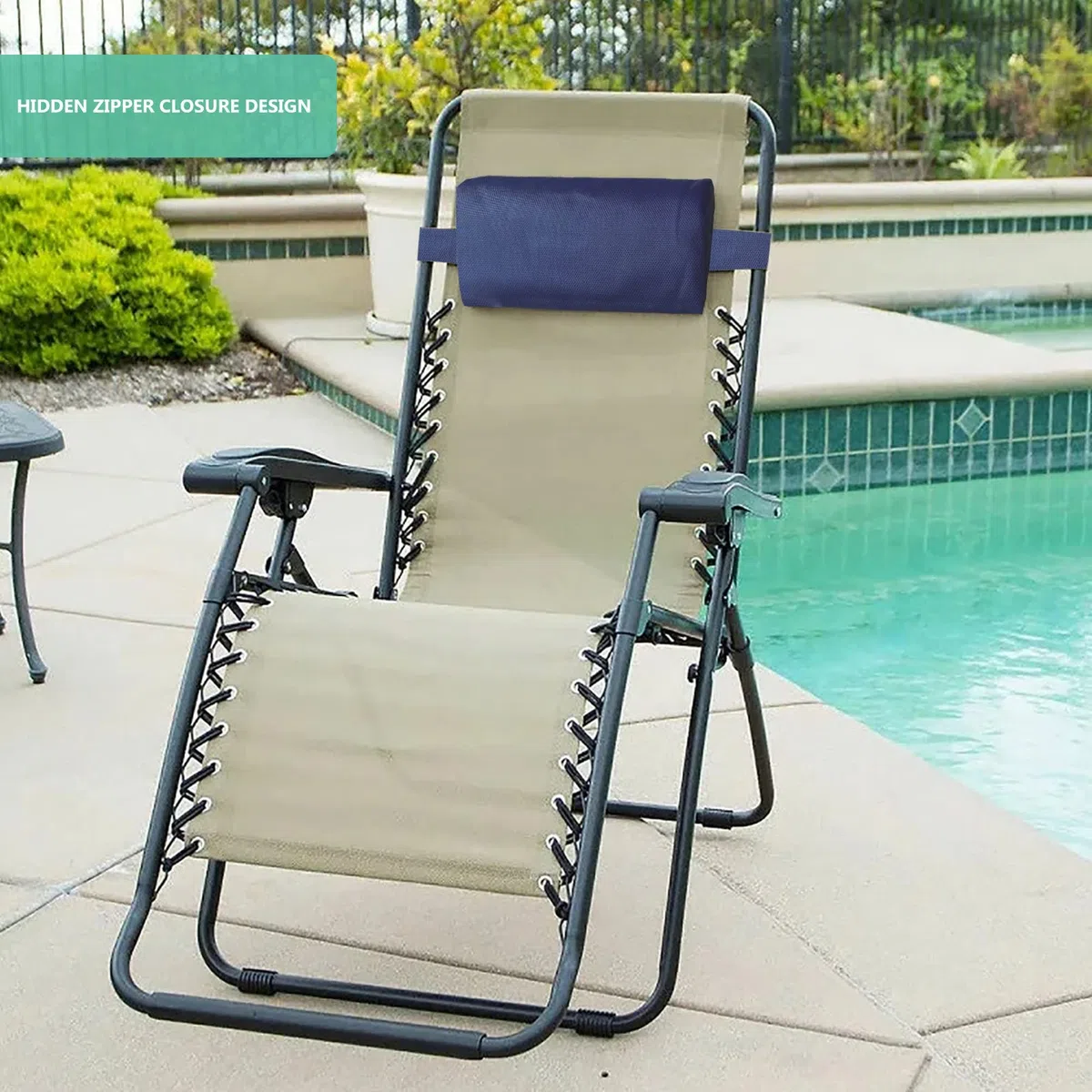 Cojín Universal para Tumbona,Cojín Reposacabezas para Tumbona,Ahmohada Silla Playa,Tumbona de jardín,Almohada, cojín de Viaje, cojín Cervical con Cinta de Goma