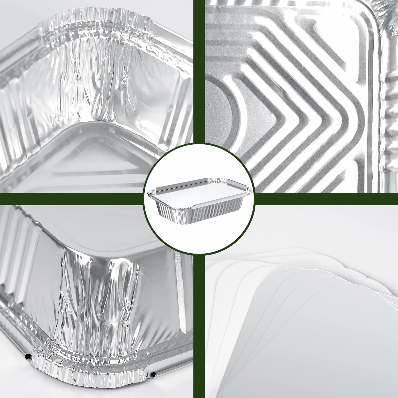 30 bandejas de Aluminio para Barbacoa, 1750 ml/700 ml/410 ml, bandejas de Aluminio con Tapa, bandejas de Aluminio Reutilizables, para cocinar, Asar, Hornear, Asar.
