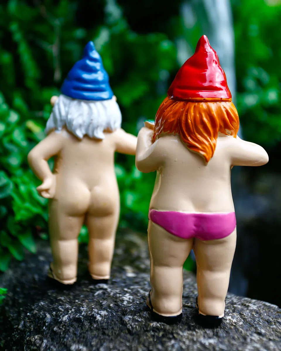 Gnomos de Jardín Divertidos, 2 Unidades, Adornos al Aire Libre, Estatua de Gnomo Travieso, Regalos Groseros