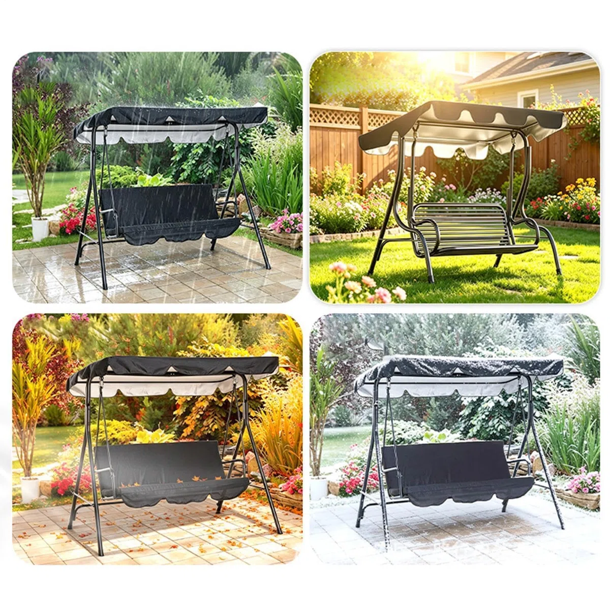 Techo Para Balancín - Toldo Impermeable Protector Solar 165x115x15cm | Cubierta De Repuesto Tela Oxford 210D Cuatro Estaciones Cubretodo Para Jardín Patio Porche Balcón Muebles