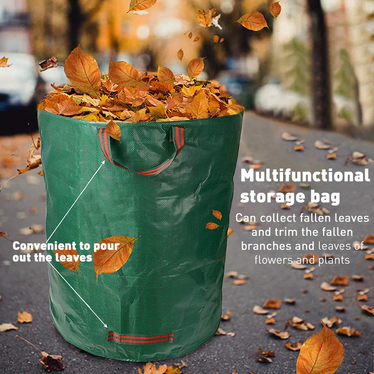4 Bolsas de Basura de jardín de 272 L, Tejido de Polipropileno (PP) Robusto, Gran Capacidad, Plegable Resistente a la Corrosión