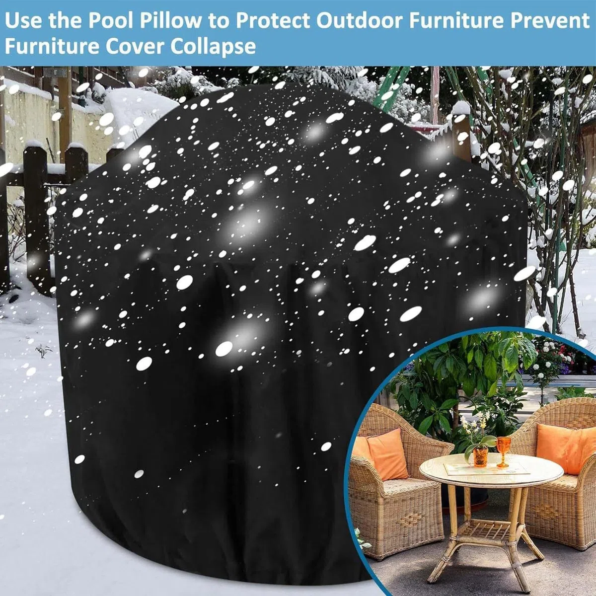 Cojín de piscina de invierno - 150x150cm Cojín de aire resistente al frío, juego de compensación de hielo PVC con cuerdas | Protección de estanques Piscina Jardín al aire libre Patio trasero Césped Es