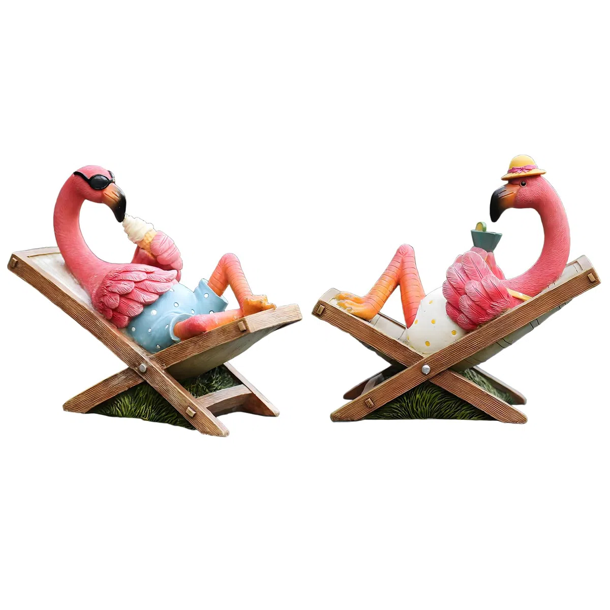 Muamax Estatuas de jardín de flamenco rosa, adornos de flamenco, pequeña estatua de flamenco, decoración de escritorio tropical, decoración de escritorio, adorno de arte de patio, regalos de
